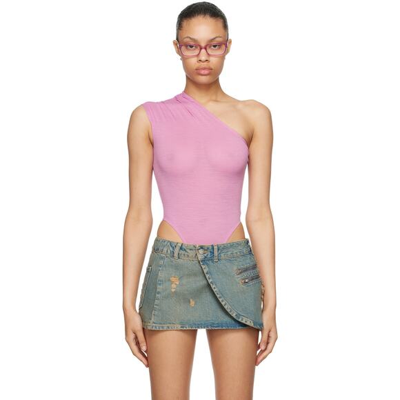 NWT Miaou Jade One Shoulder Bodysuit in Violet Purple Sz. S - Picture 9 of 9